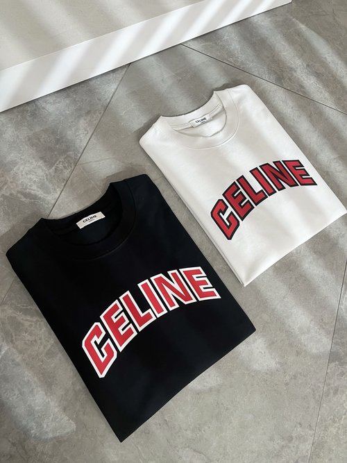 Celine Classic Collar Short-Sleeve T-Shirt with Logo