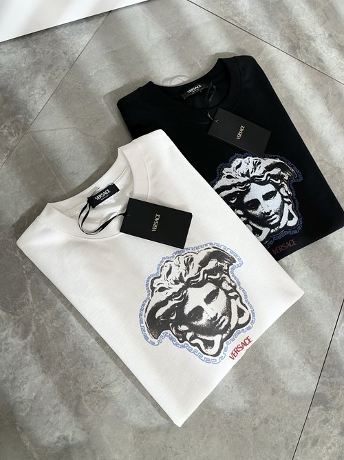 Versace Imported Cotton Short Sleeve T-Shirt with Logo