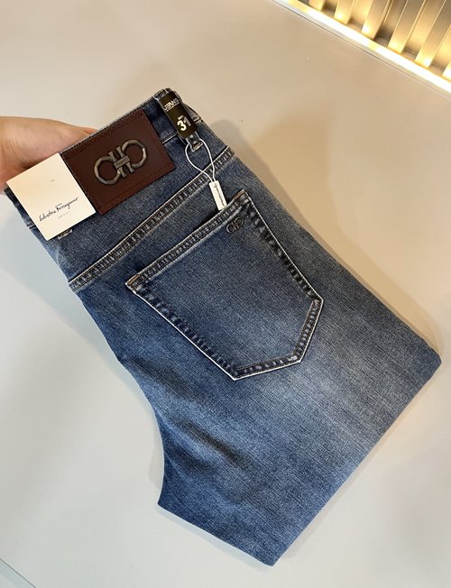 Ferragamo Casual Straight-Leg Jeans with Logo