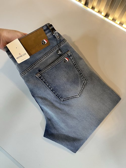 Moncler Scarce Imported Cotton Denim Jeans with Logo