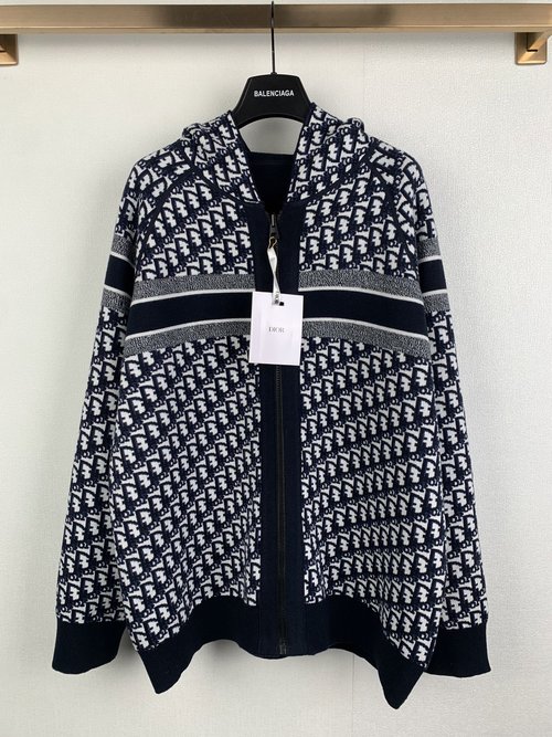 Dior Reversible Wool Blend Sweater with Exquisite Patterns