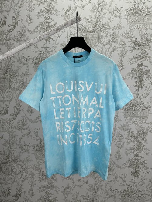 Louis Vuitton Tie-Dye Printed Cotton T-Shirt with Logo