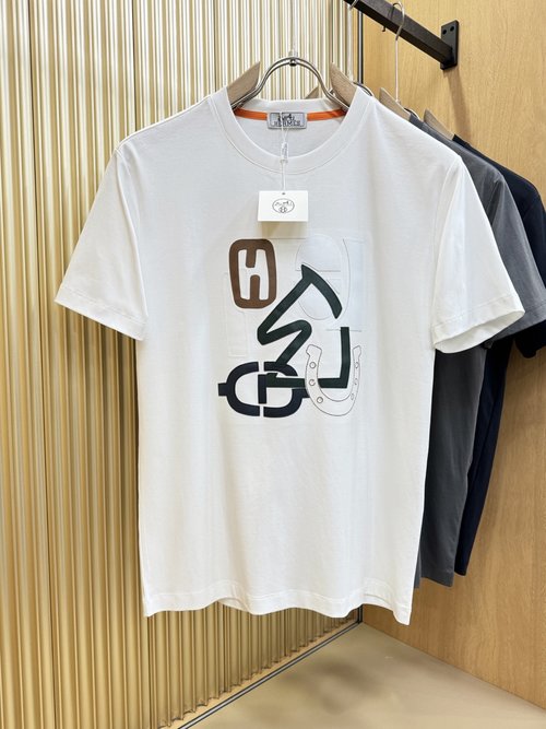 Hermes Luxurious Tencel Short Sleeve with Embroidery