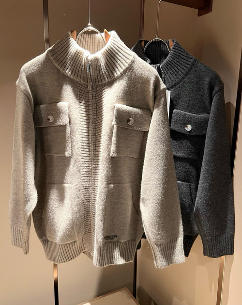 Dior Knitted Wool Cardigan with Embroidered Logo