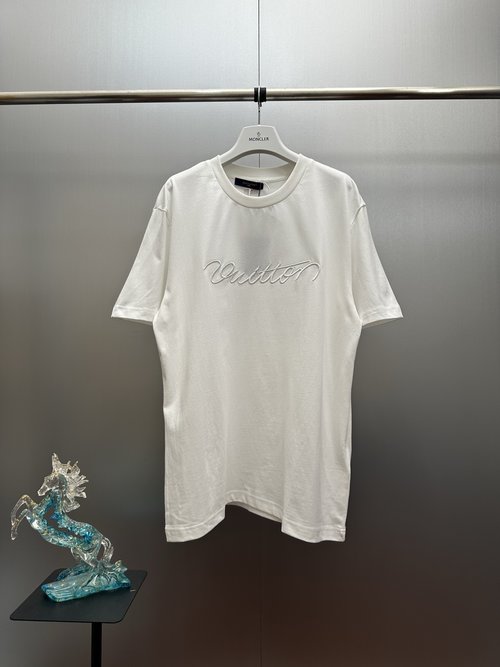 Louis Vuitton Cotton Short-Sleeve T-Shirt with Collar Embroidery