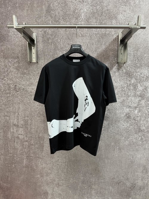 Givenchy Surrealist Print Short Sleeve T-Shirt with Handprint