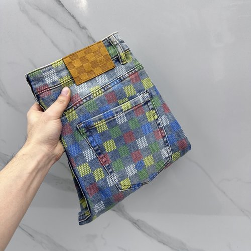 Louis Vuitton Premium Customized Washed Denim Jeans with Logo