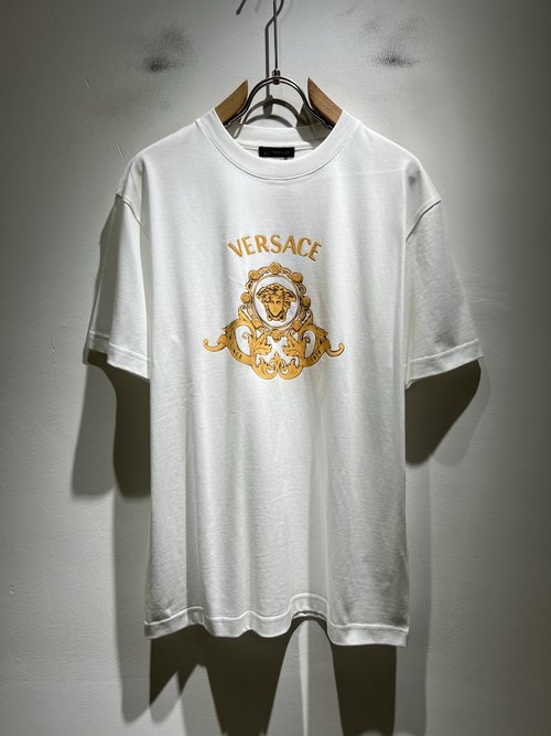 Versace Imported Cotton Short-Sleeved T-shirt with Logo Print