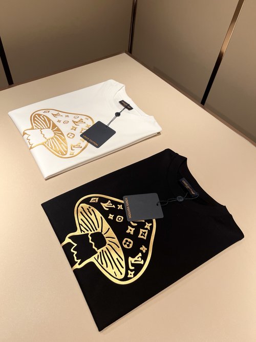 Louis Vuitton Stylish Printed Logo Cotton Short Sleeve T-Shirt