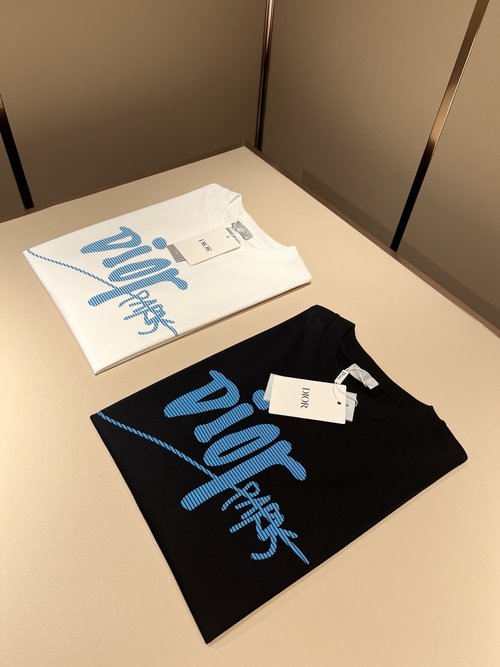 Dior Cotton Short Sleeve T-Shirt with Logo Print