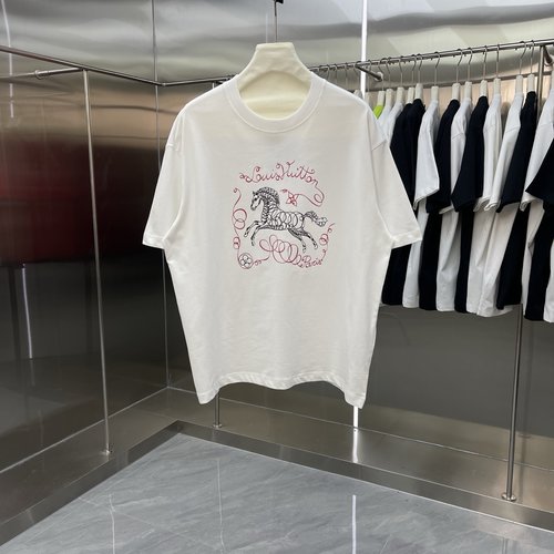 Louis Vuitton Red Horse - themed Printed Cotton T - Shirt