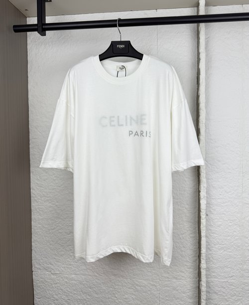 Celine Double-Layer Letter-Printed Short-Sleeve T-Shirt