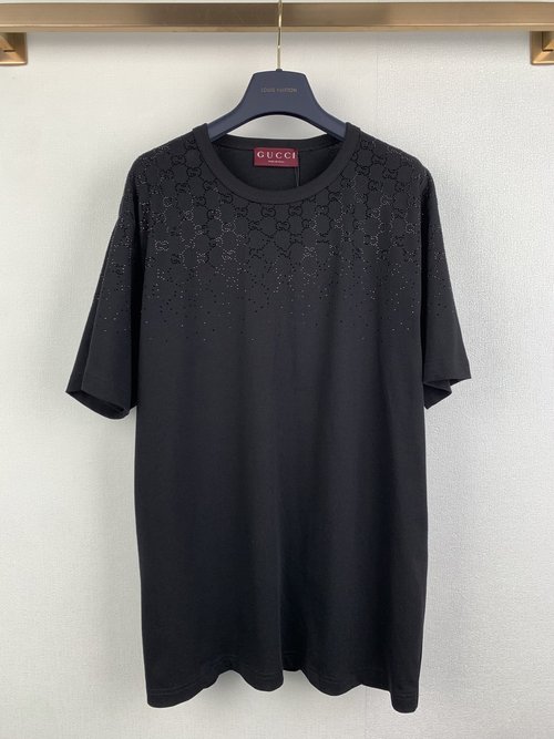 Gucci Gradient Crystal-Embroidered Cotton Short Sleeve T-Shirt