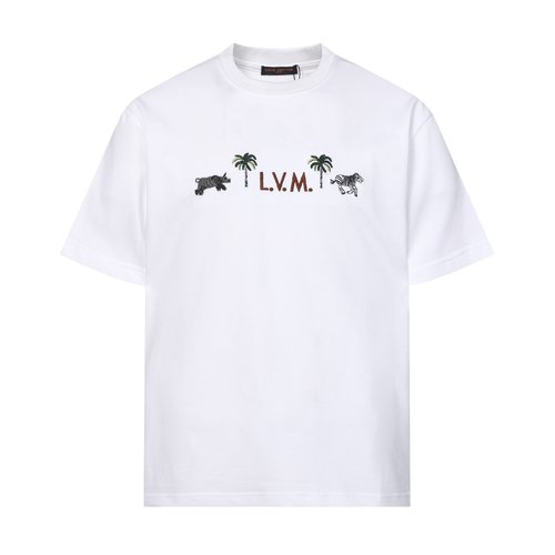 Louis Vuitton T-Shirt with Alphabet Logo and Animal Embroidery