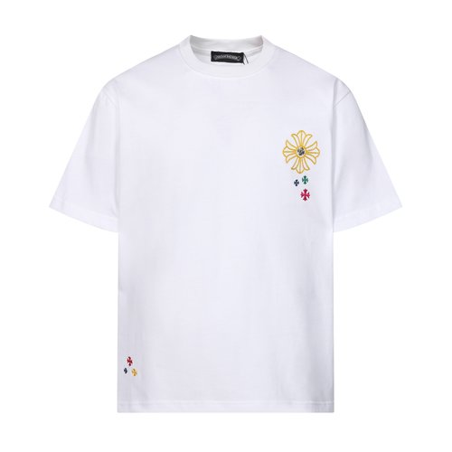 Chrome Hearts T-Shirt with Cross Logo and Letter Embroidery