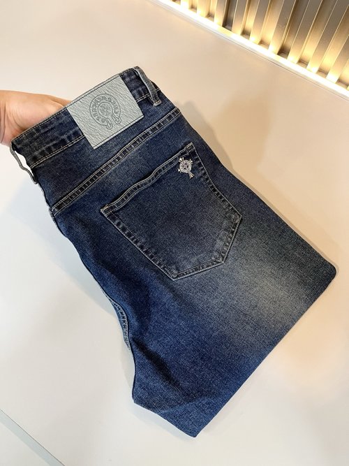 Chrome Hearts Custom Pure Cotton Jeans with Leather Logo