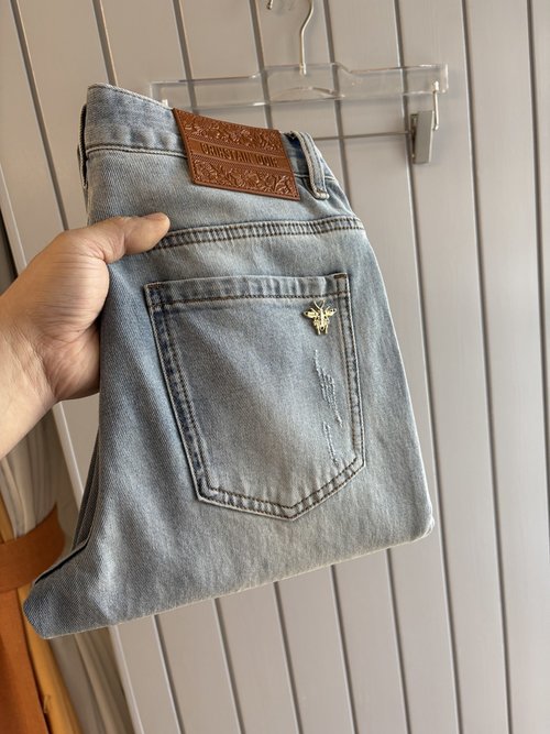 Fendi Soft Jeans with Leather Waist Tag, Classic Blue Wash