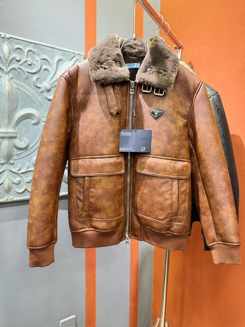 Prada Retro-Inspired Faux Fur Coat with Distinctive Patterns