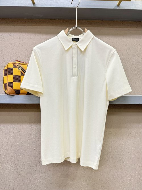 Zegna Imported Cotton Polo with Three-Button Design