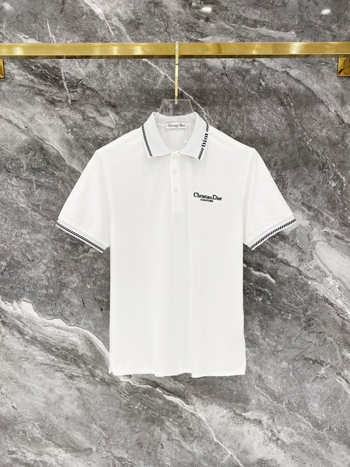 Dior Premium Embroidered Jacquard Polo Short Sleeve