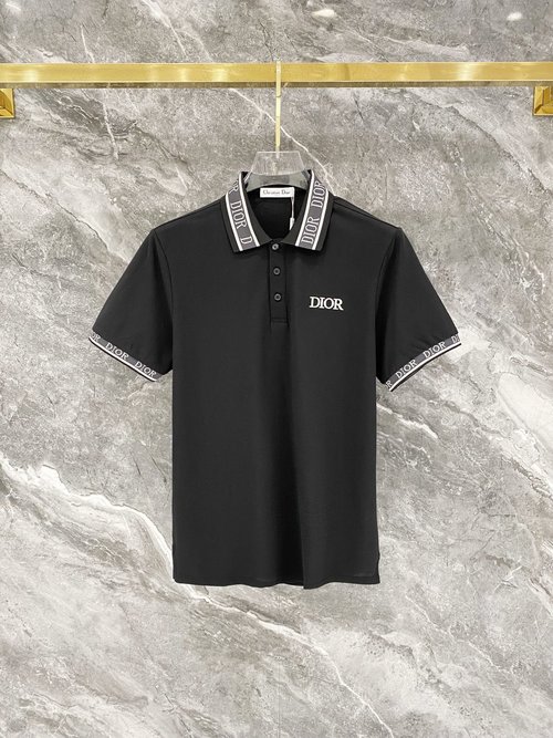 Dior Premium Embroidered Jacquard Polo Short Sleeve