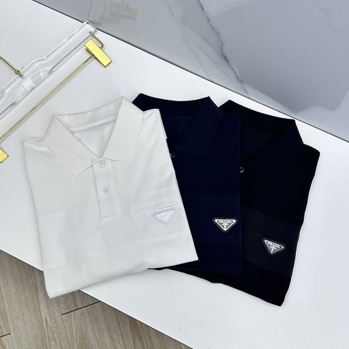 Prada Stylish Collared Polo Shirt with Triangle Logo
