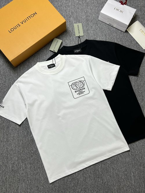 Balenciaga Black and White Short Sleeve T-Shirt, Heavy Fabric