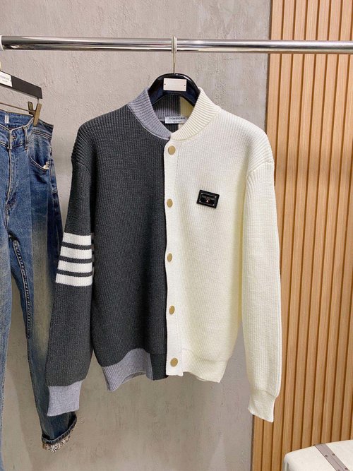 Thom Browne Warm Wool Blend Cardigan with Classic Logo