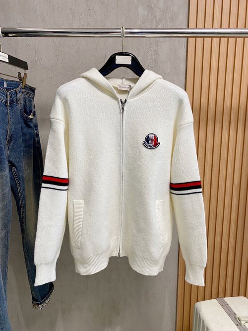 Moncler Warm Wool Blend Cardigan with Classic Logo