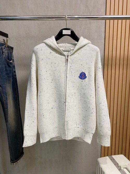 Moncler Classic Crewneck Wool Blend Sweater with Logo