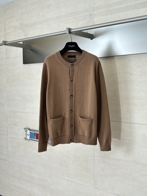 Prada Wool Blend Cardigan with Natural Horn Buttons