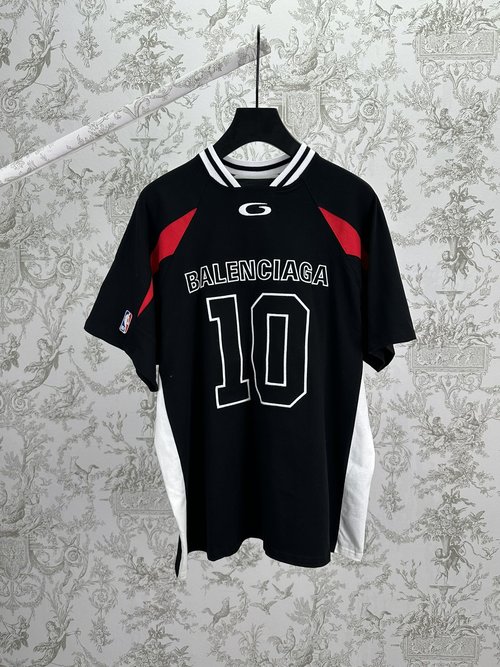 Balenciaga Contoured T-Shirt with Artistic Embroidery