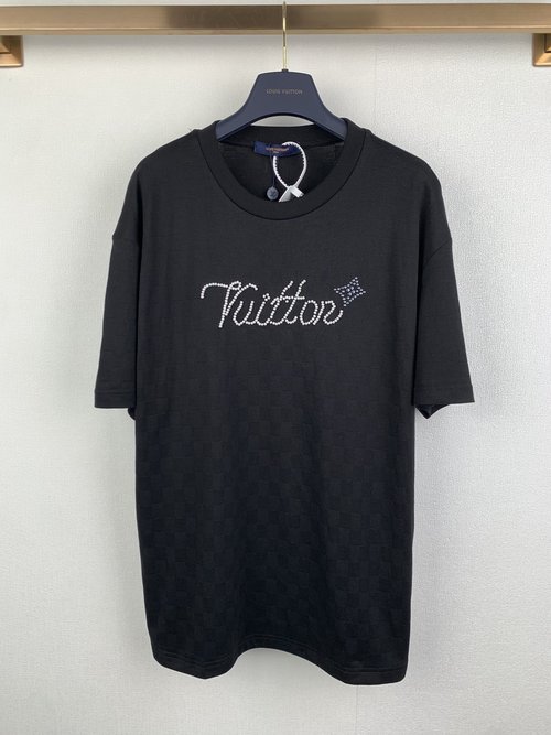 Louis Vuitton Short Sleeve T-Shirt with Decorative Elements, 230g Checkerboard Fabric