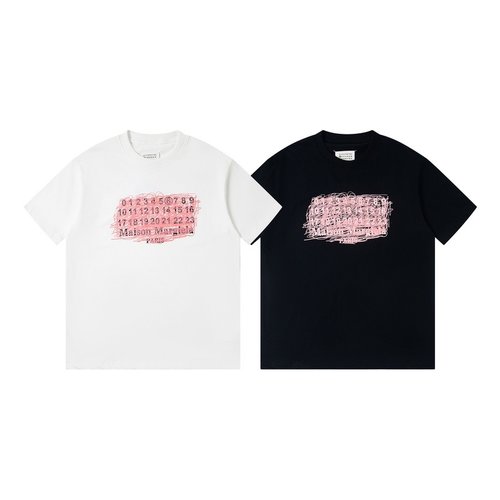 Maison Margiela Pink Graffiti Calendar Short-Sleeve T-Shirt