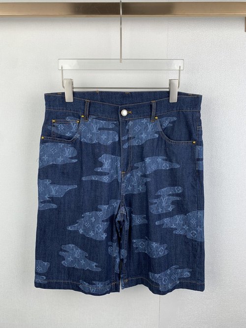 Louis Vuitton Floral Denim Casual Shorts with Custom Accessories