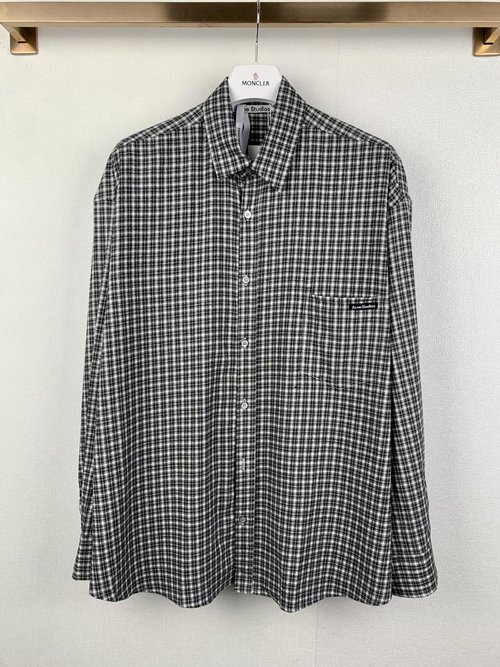 Dior Flannel Checkered Long Sleeve Shirt with Embroidery