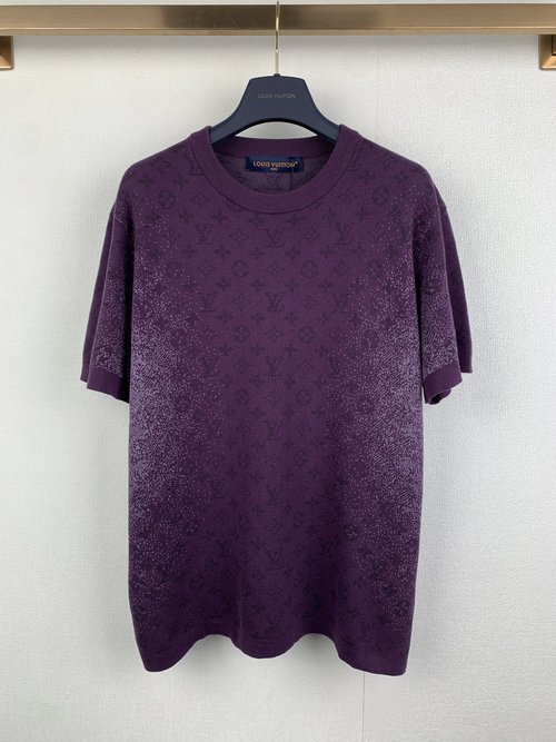 Louis Vuitton Letter Jacquard Gradient Knit Short-sleeved T-shirt