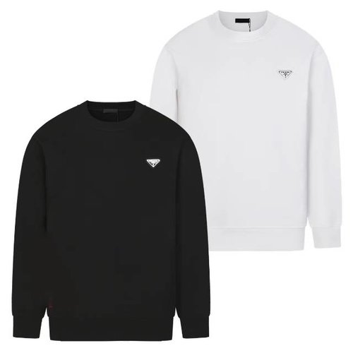 Prada Classic Logo Round Neck Fleece Sweatshirt