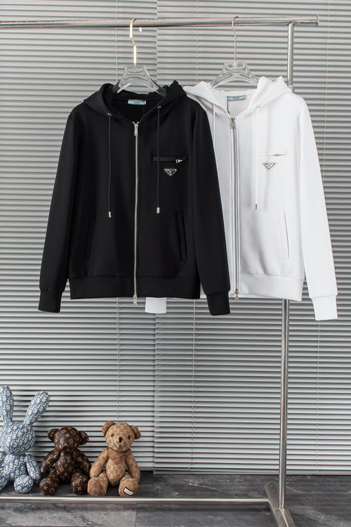 Prada Custom Space Cotton Zip Hoodie Jacket