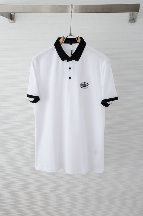 Prada Plain Collared Short Sleeve Polo Shirt
