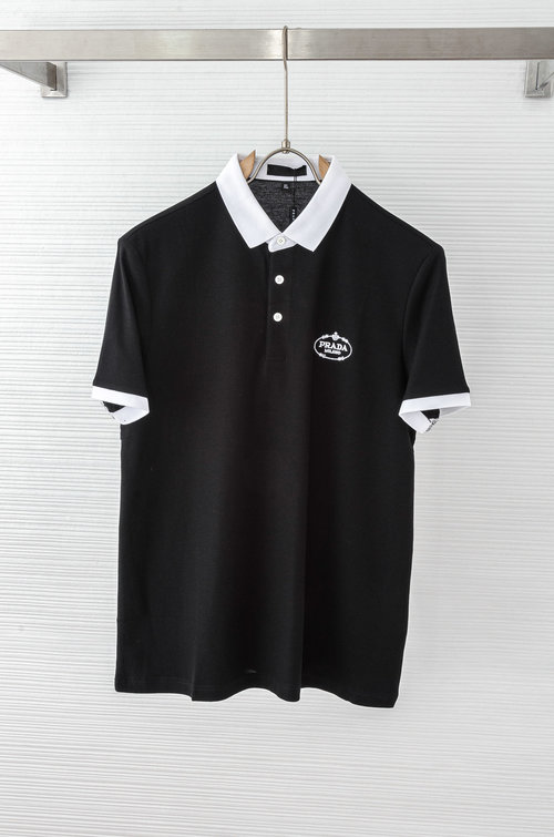 Prada Plain Collared Short Sleeve Polo Shirt