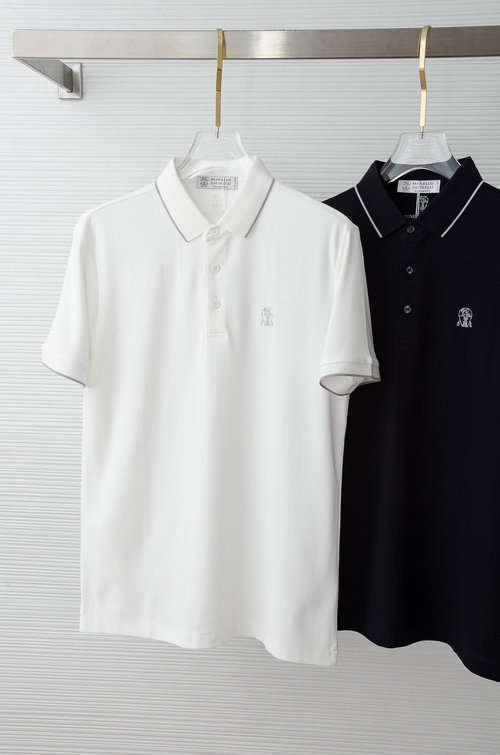 Brunello Cucinelli Plain Short Sleeve Polo Shirt with Premium Cotton