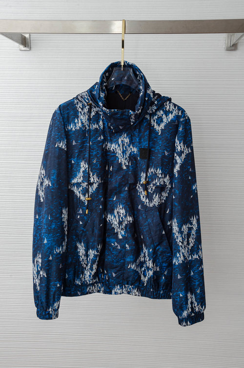 Louis Vuitton Sailboat Print Windproof Jacket with Custom Fabric