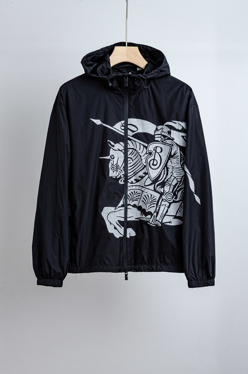 Burberry Windproof Nylon Hooded Jacket with Unique Details