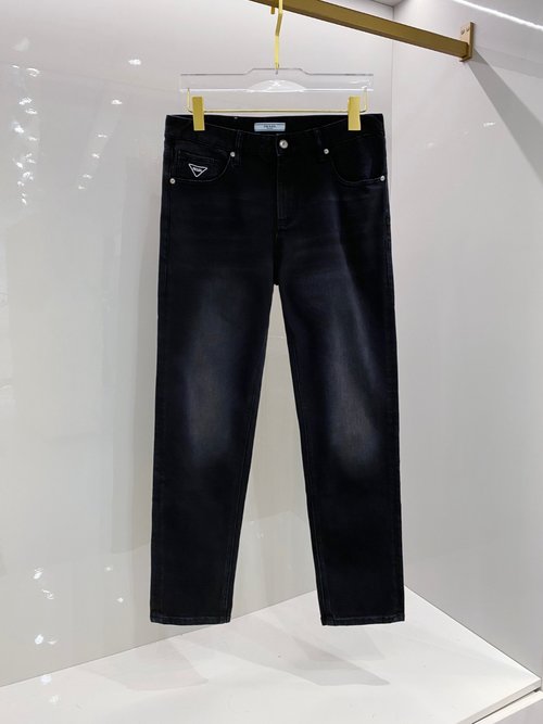 Prada Simple and Comfortable Jeans with Classic Logo Design