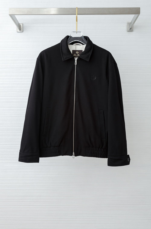 Loro Piana Classic Wool Blend Collared Jacket, Elegant Finishing