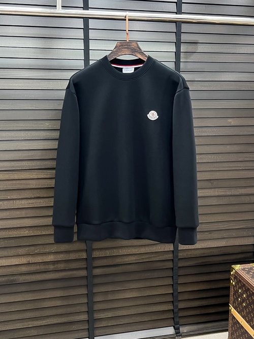 Moncler Solid-colored Round-neck Hoodie with Printed Patterns