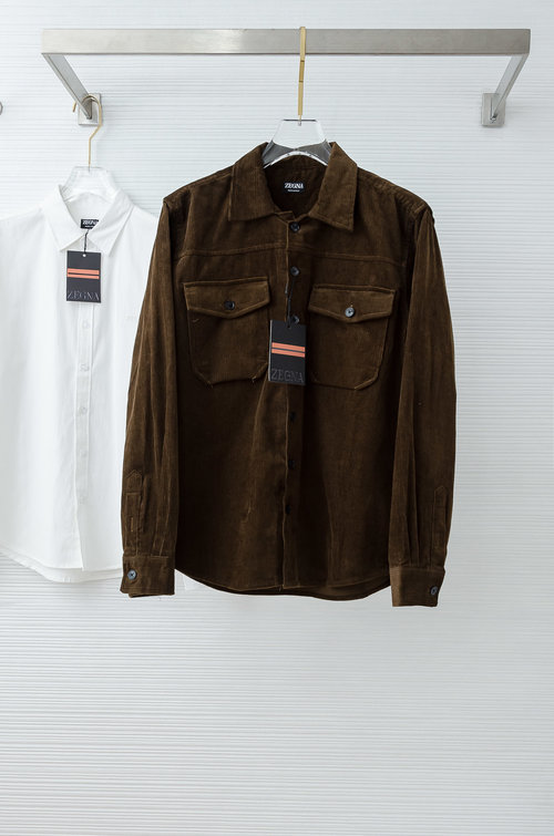 Zegna Corduroy Shirt Jacket with Armpit Texture