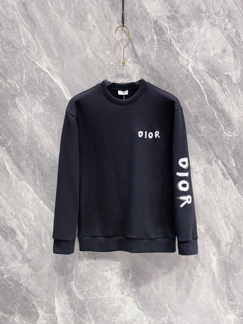 Dior Cotton Pullover Hoodie with Embossed Letter Design