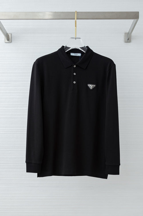 Prada Pure Color Soft Cotton Long Sleeve T-Shirt